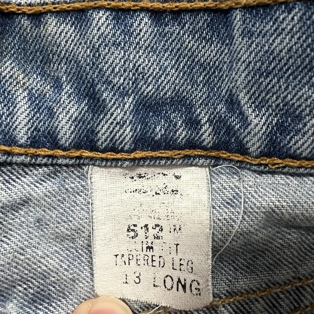 VTG Levis 512 Jeans Womens 12 Long Blue 90s Slim Tapered High Rise Light Wash